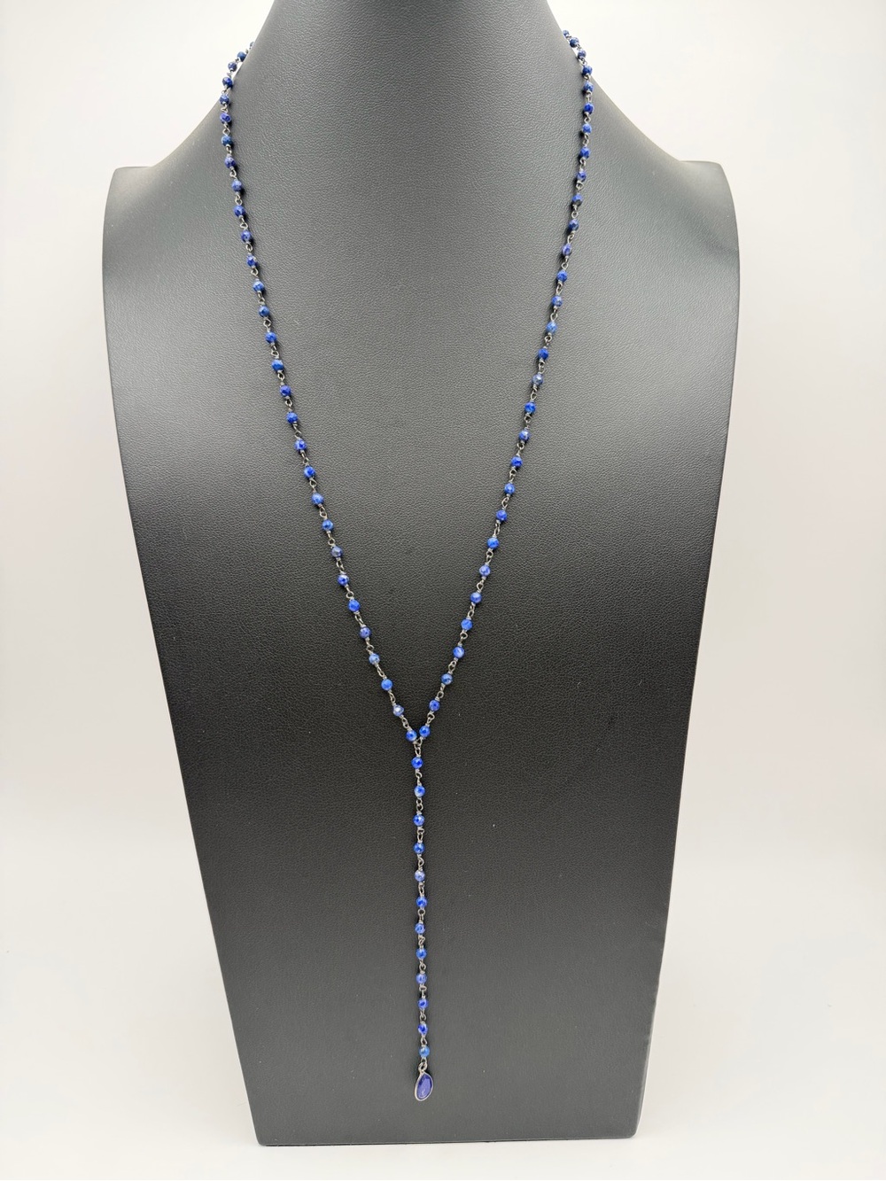 Adornia Rosary Lariat Blue Beaded Necklace - Women Jewelry